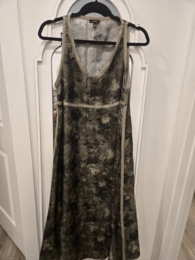 Sleeveless Floral Slip Dress in Olive Green